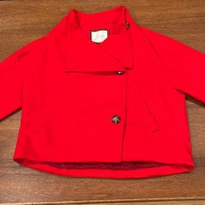 Anthropologie Tomato Red Asymmetrical Coat, Size Large